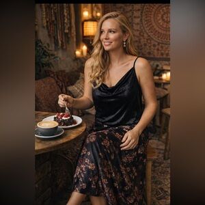 ANTHROPOLOGIE NWT Maeve Halsey  Velvet Cowl Neck Cami Size S.